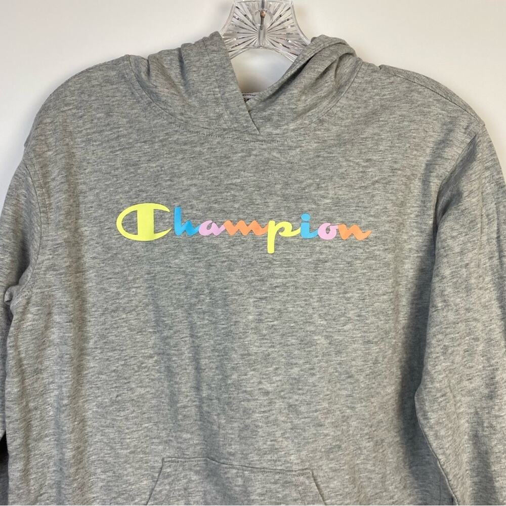 Champion Women’s Gray Pastel Rainbow Logo Hoodie Size XS - Picture 3 of 10